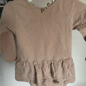 Quincy Mae Tan Long Sleeve Peplum Top